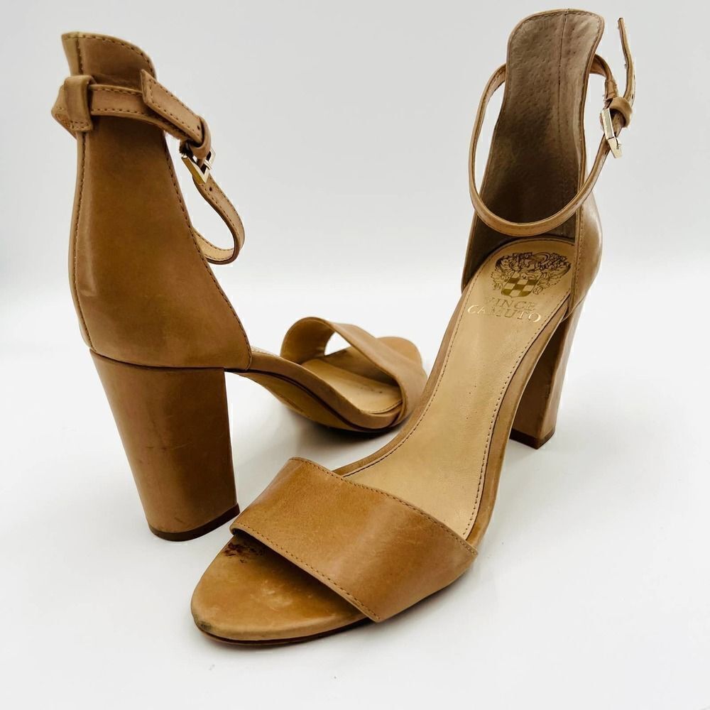 Vince Camuto Margry Ankle Strap Block Heel Biscuit Sandal Size 7